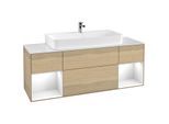 Villeroy und Boch Finion Waschtischunterschrank F211GFPC 160cm, Abdeckplatte white matt, Regale Glossy white lacquer, Oak Veneer