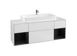 Villeroy und Boch Finion Waschtischunterschrank G211PDMT 160cm, Abdeckplatte white matt, Emotion, Regale Black matt lacquer, White matt lacquer