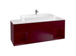 Villeroy und Boch Finion Waschtischunterschrank F211HBHB 160cm, Abdeckplatte white matt, Regale Peony matt lacquer, Peony Matt