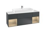 Villeroy und Boch Finion Waschtischunterschrank F211PCHG 160cm, Abdeckplatte white matt, Regale Oak Veneer, Midnight Blue Matt Lacquer