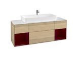 Villeroy und Boch Finion Waschtischunterschrank F211HBPC 160cm, Abdeckplatte white matt, Regale Peony matt lacquer, Oak Veneer