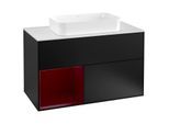 Villeroy und Boch Finion Waschtischunterschrank G241HBPD 100cm, Abdeckplatte white matt, Emotion, Regal links Peony, Black matt lacquer