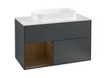Villeroy und Boch Finion Waschtischunterschrank G241GNHG 100cm, Abdeckplatte white matt, Emotion, Regal links Walnut veneer, Midnight Blue Matt Lacquer