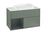 Villeroy und Boch Finion Waschtischunterschrank G241HGGM 100cm, Abdeckplatte white matt, Emotion, Regal links Midnight Blue Matt Lacquer, Olive Matt Lacquer