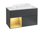 Villeroy und Boch Finion Waschtischunterschrank G241HFHG 100cm, Abdeckplatte white matt, Emotion, Regal links Gold matt, Midnight Blue Matt Lacquer