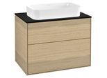 Villeroy und Boch Finion Waschtischunterschrank F22200PC 80x60,3cm, Abdeckplatte black matt, Oak Veneer