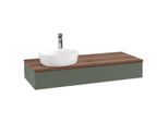 Villeroy und Boch Antao Waschtisch-Unterschrank L11152HL 120x19x50cm, Hahnloch, Waschbeckenplattenfarbe warm walnut, leaf green matt lacquer