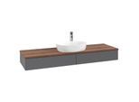 Villeroy und Boch Antao Waschtisch-Unterschrank K14052GK 160x19x50cm, Hahnlochbohrung, Waschbeckenplattenfarbe warm walnut, anthracite matt lacquer