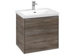 Villeroy und Boch Subway 3.0 Waschtisch-Unterschrank C576L0RK 62,2x57,6x47,8cm, mit LED/Griff Aluminium glänzend, stone oak