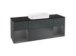 Villeroy und Boch Finion Waschtischunterschrank F332GKHG 160x60,3cm, Abdeckplatte black matt, Regale Anthracite matt lacquer, Midnight Blue Matt Lacquer