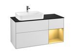 Villeroy und Boch Finion Waschtischunterschrank F402HFMT 120cm, Abdeckplatte black matt, Regal rechts Gold matt, White matt lacquer