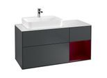 Villeroy und Boch Finion Waschtischunterschrank G401HBHG 120cm, Abdeckplatte white matt, Emotion, Regal rechts Peony, Midnight Blue Matt Lacquer