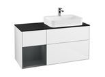 Villeroy und Boch Finion Waschtischunterschrank G392HGGF 120cm, Abdeckplatte black matt, Emotion, Regal links Midnight Blue Matt Lacquer, Glossy white lacquer