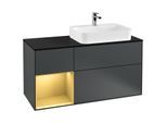 Villeroy und Boch Finion Waschtischunterschrank G392HFHG 120cm, Abdeckplatte black matt, Emotion, Regal links Gold matt, Midnight Blue Matt Lacquer