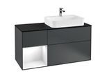 Villeroy und Boch Finion Waschtischunterschrank F392GFHG 120cm, Abdeckplatte black matt, Regal links Glossy white lacquer, Midnight Blue Matt Lacquer