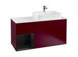 Villeroy und Boch Finion Waschtischunterschrank G391PDHB 120cm, Abdeckplatte white matt, Emotion, Regal links Black matt lacquer, Peony Matt