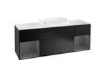 Villeroy und Boch Finion Waschtischunterschrank F331GKPD 160x60,3cm, Abdeckplatte white matt, Regale Anthracite matt lacquer, Black matt lacquer
