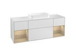 Villeroy und Boch Finion Waschtischunterschrank F331PCMT 160x60,3cm, Abdeckplatte white matt, Regale Oak Veneer, White matt lacquer