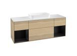Villeroy und Boch Finion Waschtischunterschrank F331PDPC 160x60,3cm, Abdeckplatte white matt, Regale Black matt lacquer, Oak Veneer