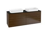 Villeroy und Boch Finion Waschtischunterschrank F31200GN 160x60,3cm, Abdeckplatte black matt, Walnut veneer