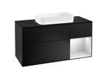 Villeroy und Boch Finion Waschtischunterschrank F302MTPD 120cm, Abdeckplatte black matt, Regal rechts White matt lacquer, Black matt lacquer