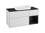 Villeroy und Boch Finion Waschtischunterschrank F302PDMT 120cm, Abdeckplatte black matt, Regal rechts Black matt lacquer, White matt lacquer