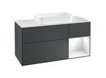 Villeroy und Boch Finion Waschtischunterschrank G301GFHG 120cm, Abdeckplatte white matt, Emotion, Regal rechts Glossy white lacquer, Midnight Blue Matt Lacquer