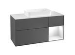 Villeroy und Boch Finion Waschtischunterschrank F301GFGK 120cm, Abdeckplatte white matt, Regal rechts Glossy white lacquer, Anthracite matt