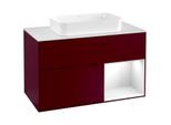Villeroy und Boch Finion Waschtischunterschrank F251GFHB 100x60,3cm, Abdeckplatte white matt, Regal rechts Glossy white lacquer, Peony Matt