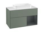 Villeroy und Boch Finion Waschtischunterschrank F251HGGM 100x60,3cm, Abdeckplatte white matt, Regal rechts Midnight Blue Matt Lacquer, Olive Matt Lacquer