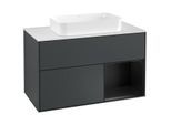 Villeroy und Boch Finion Waschtischunterschrank F251PDHG 100x60,3cm, Abdeckplatte white matt, Regal rechts Black matt lacquer, Midnight Blue Matt Lacquer