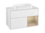Villeroy und Boch Finion Waschtischunterschrank F251PCGF 100x60,3cm, Abdeckplatte white matt, Regal rechts Oak Veneer, Glossy white lacquer