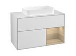 Villeroy und Boch Finion Waschtischunterschrank F251PCMT 100x60,3cm, Abdeckplatte white matt, Regal rechts Oak Veneer, White matt lacquer