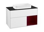 Villeroy und Boch Finion Waschtischunterschrank F252HBGF 100x60,3cm, Abdeckplatte black matt, Regal rechts Peony, Glossy white lacquer
