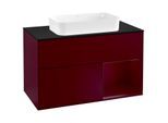 Villeroy und Boch Finion Waschtischunterschrank F252HBHB 100x60,3cm, Abdeckplatte black matt, Regal rechts Peony, Peony Matt