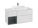 Villeroy und Boch Finion Waschtischunterschrank G411HGMT 120cm, Abdeckplatte white matt, Emotion, Regal links Midnight Blue Matt Lacquer, White matt lacquer