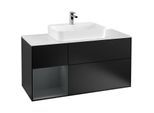 Villeroy und Boch Finion Waschtischunterschrank F411HGPD 120cm, Abdeckplatte white matt, Regal links Midnight Blue Matt Lacquer, Black matt lacquer