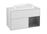 Villeroy und Boch Finion Waschtischunterschrank G251GKMT 100cm, Abdeckplatte white matt, Emotion, Regal rechts Anthracite matt, White matt lacquer