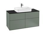 Villeroy und Boch Finion Waschtischunterschrank F38200GM 120x60,3cm, Abdeckplatte black matt, Olive Matt Lacquer