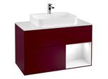 Villeroy und Boch Finion Waschtischunterschrank G371GFHB 100cm, Abdeckplatte white matt, Emotion, Regal rechts Glossy white lacquer, Peony Matt