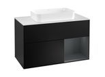 Villeroy und Boch Finion Waschtischunterschrank G251HGPD 100cm, Abdeckplatte white matt, Emotion, Regal rechts Midnight Blue Matt Lacquer, Black matt lacquer