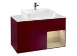 Villeroy und Boch Finion Waschtischunterschrank G371PCHB 100cm, Abdeckplatte white matt, Emotion, Regal rechts Oak Veneer, Peony Matt