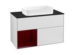 Villeroy und Boch Finion Waschtischunterschrank G242HBMT 100cm, Abdeckplatte black matt, Emotion, Regal links Peony, White matt lacquer
