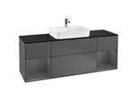 Villeroy und Boch Finion Waschtischunterschrank G452GKGK 160cm, Abdeckplatte black matt, Emotion, Regale Anthracite matt lacquer, Anthracite matt