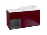 Villeroy und Boch Finion Waschtischunterschrank G271HGHB 120cm, Abdeckplatte white matt, Emotion, Regal links Midnight Blue Matt Lacquer, Peony Matt