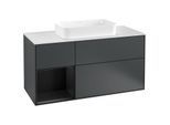 Villeroy und Boch Finion Waschtischunterschrank F291PDHG 120cm, Abdeckplatte white matt, Regal links Black matt lacquer, Midnight Blue Matt Lacquer