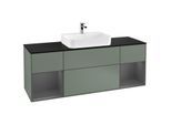 Villeroy und Boch Finion Waschtischunterschrank G452GKGM 160cm, Abdeckplatte black matt, Emotion, Regale Anthracite matt lacquer, Olive Matt Lacquer