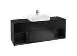 Villeroy und Boch Finion Waschtischunterschrank G452PDPD 160cm, Abdeckplatte black matt, Emotion, Regale Black matt lacquer, Black matt lacquer