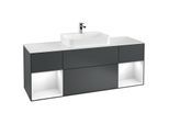 Villeroy und Boch Finion Waschtischunterschrank F451GFHG 160x60,3cm, Abdeckplatte white matt, Regale Glossy white lacquer, Midnight Blue Matt Lacquer