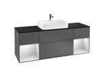 Villeroy und Boch Finion Waschtischunterschrank F452MTGK 160x60,3cm, Abdeckplatte black matt, Regale White matt lacquer, Anthracite matt
